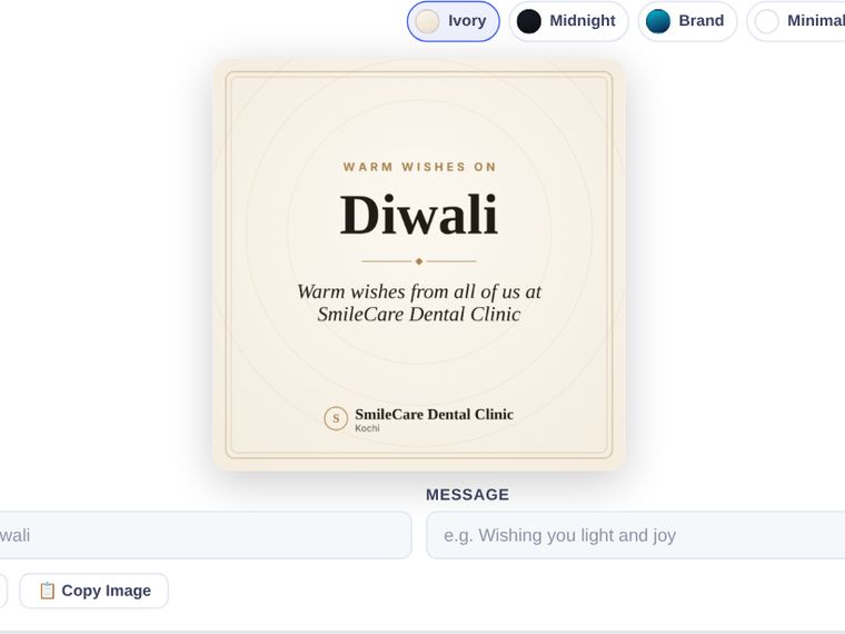 A Diwali poster made for the business, ready to download